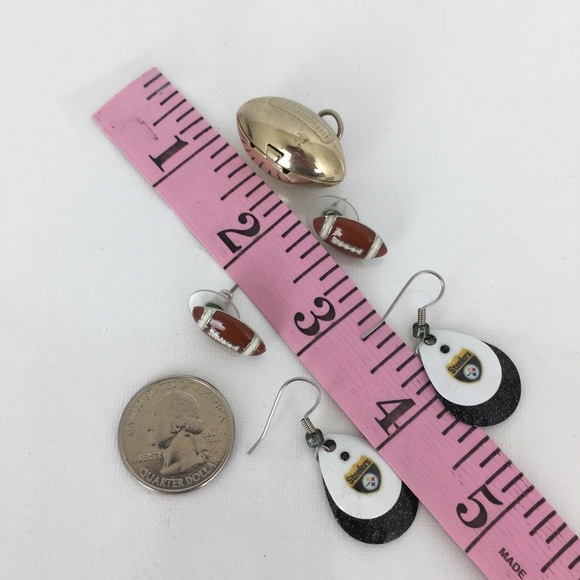 Football Jewelry Bundle Pittsburgh Steelers Earrings Football Earrings & Pendant - Picture 10 of 10
